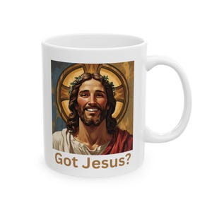 Inspirational Jesus Ceramic Mug, Coffee Cup for Motivation, Gift for Friends, Fun Birthday Present, Office Decor, Tea Lover