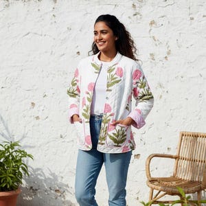 Canvas Quilted Jacket,Handmade cotton Jacket, Reversible Boho Coat