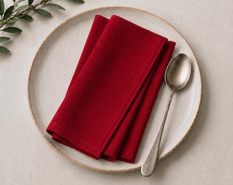 100 Pcs Red Color  Cotton Napkins, Stonewashed Cloth Napkins, Wedding Table Decor
