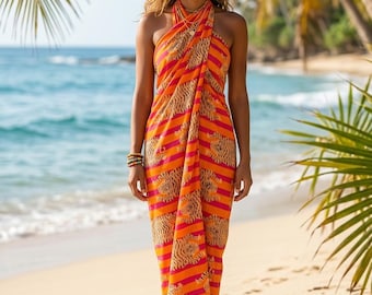 Baumwoll-Tigerdruck-Sarong-Strandüberwurf, exotischer Dschungel-Pareo-Wrap