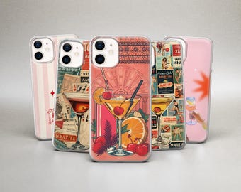 Cocktail Phone Case Martini Girly Cover for iPhone 17 Pro Max, 16, 15, 14, 13, 12 & Samsung S25 Fe, S24, S23, A17, A56, A16, A36 Pixel 10Pro