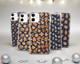 Gingerbread Phone Case Christmas Cookie Cover for iPhone 17 Pro Max, 16 15 14 13 12 & Samsung S25 S24 S23 A17 A56 A16 A36 Pixel 10 Xmas gift