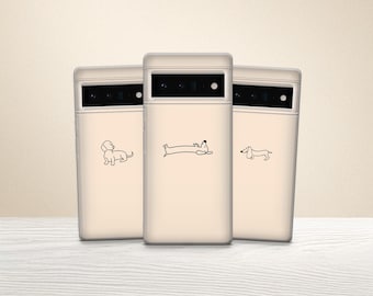 Dachshund Phone Case Line Art Wiener dog Cover for Pixel 10 Pro XL,  9 Pro, 8, 7A & iPhone 17, 16, 15, 14, 13, Samsung S25 Fe, A17, A56, A16