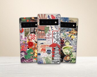 Japanese Collage Phone Case Japan Anime Cover for Pixel 10 Pro XL, 9 8 7 A 6 & iPhone 17 16 15 14 13 12 Mini, Samsung S25 Fe A17 A56 A16 A36