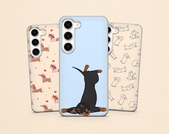Wiener Dog Phone Case Dachshund Cover for Samsung S25 Ultra, S24Fe, S23, S22, A56, A55, A16, A36 & iPhone 17 Pro, 16, 15, 14, Pixel 9, 8 Pro