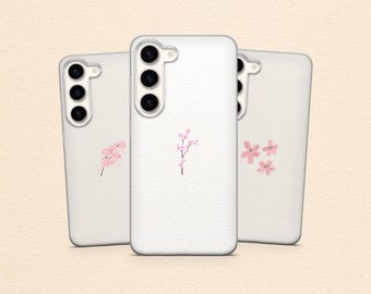 Cherry Blossom Minimalist Phone Case Japanese Sakura Cover for Samsung S25 Fe S24 Ultra S23 A17 A56 A55 A16 A36 & iPhone 17 16 15 14 Pixel 9