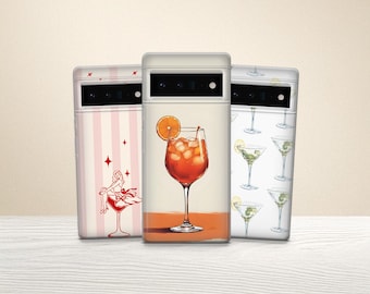 Summer Cocktail Phone Case Aperol Spritz, Retro Martini Cover for Pixel 10 Pro XL,  9, 8, 7A, 6 & iPhone 17 16 15 14 Samsung S25 A17 A56 A16