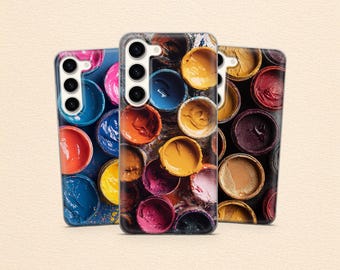 Watercolor Palette Phone Case Painter Cover for Samsung S25 Fe S24 Ultra S23 A17 A56 A55 A16 A36 & iPhone 17 Pro Max, 16 15 14, Pixel 10 9
