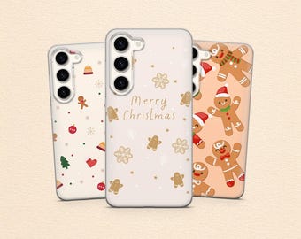 Gingerbread Phone Case Christmas Cookies Cover for Samsung S25 Fe, S24 Fe, S23, A17, A56, A55, A16, A36 & iPhone 17, 16, 15, 14, Pixel 9, 8