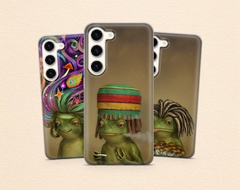 Funny Trippy Frog Phone Case Quirky Rasta Psychedelic Cover for Samsung S25 Fe S24 S23 A17 A56 A16 A36 & iPhone 17 Pro 16 15 14, Pixel 9 8A