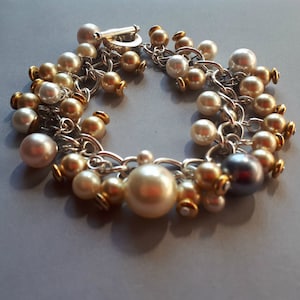 Once Upon A Pair ~ Odd Vintage Faux Pearl Stud Earrings & Beaded Charm Bracelet