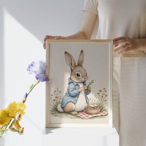 Beatrix Potter Bunny Aquarell Druck, Vintage Märchen Kinderzimmer Kunst (Digitaler Download)