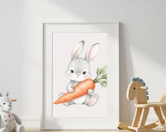Hase Poster | Baby Tierposter Kinderzimmer Dekor (Digitaler Download)