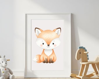 Kawaii Fox Print: Nursery Pastel Decor (Digital Download)