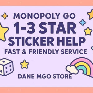 Presente personalizado Monopoly Go – Ajuda digital com coleção de adesivos – Cartão de 1 a 3 estrelas (sem produto físico)
