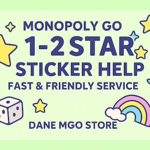 Custom Monopoly Go Gift – Digital Help With Sticker Collection – 1&2 Star Card (No Physical Product)