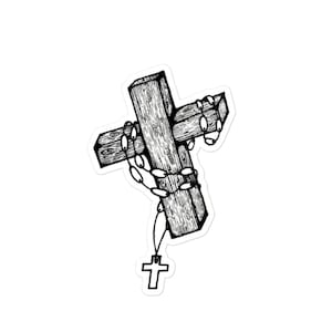 Cross and Rosary Tattoo Design Bubble-free stickers