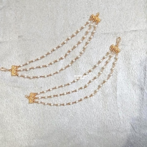 Colar de brincos com pérolas Kundan, Kaan Phool para noivas, joias indianas.