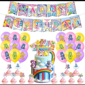 Care Bear kid&#39;s birthday party supplies banner balloon set decoration