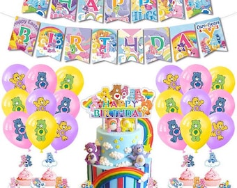Care Bear kid's birthday party supplies banner balloon set decoration