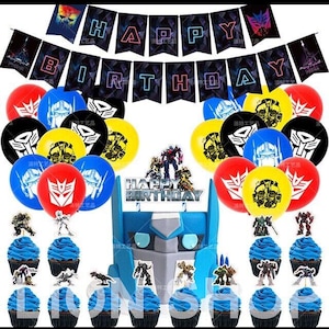 Transformers kid&#39;s birthday party supplies banner balloon set decoration