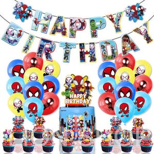 Spidey and friends birthday party supplies banner balloon set decoration