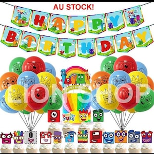 Numberblocks kid&#39;s birthday party supplies banner balloon set decoration