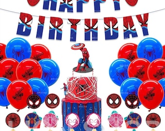 Conjunto de decoración de globos y pancartas para fiestas de cumpleaños de Spiderman