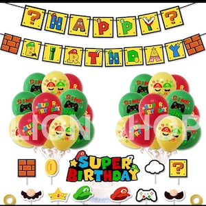 Super Mario Games birthday party supplies banner balloon set decoration