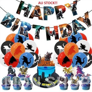 Banner con decorazioni per palloncini e forniture per feste di compleanno di Godzilla