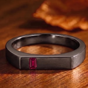 925 sterlingsilver rubinring för mäns signetringar present till en älskad