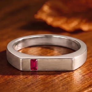 925 Sterling Silver Ruby Ring For Men's Signet Rings Gift For Loved One