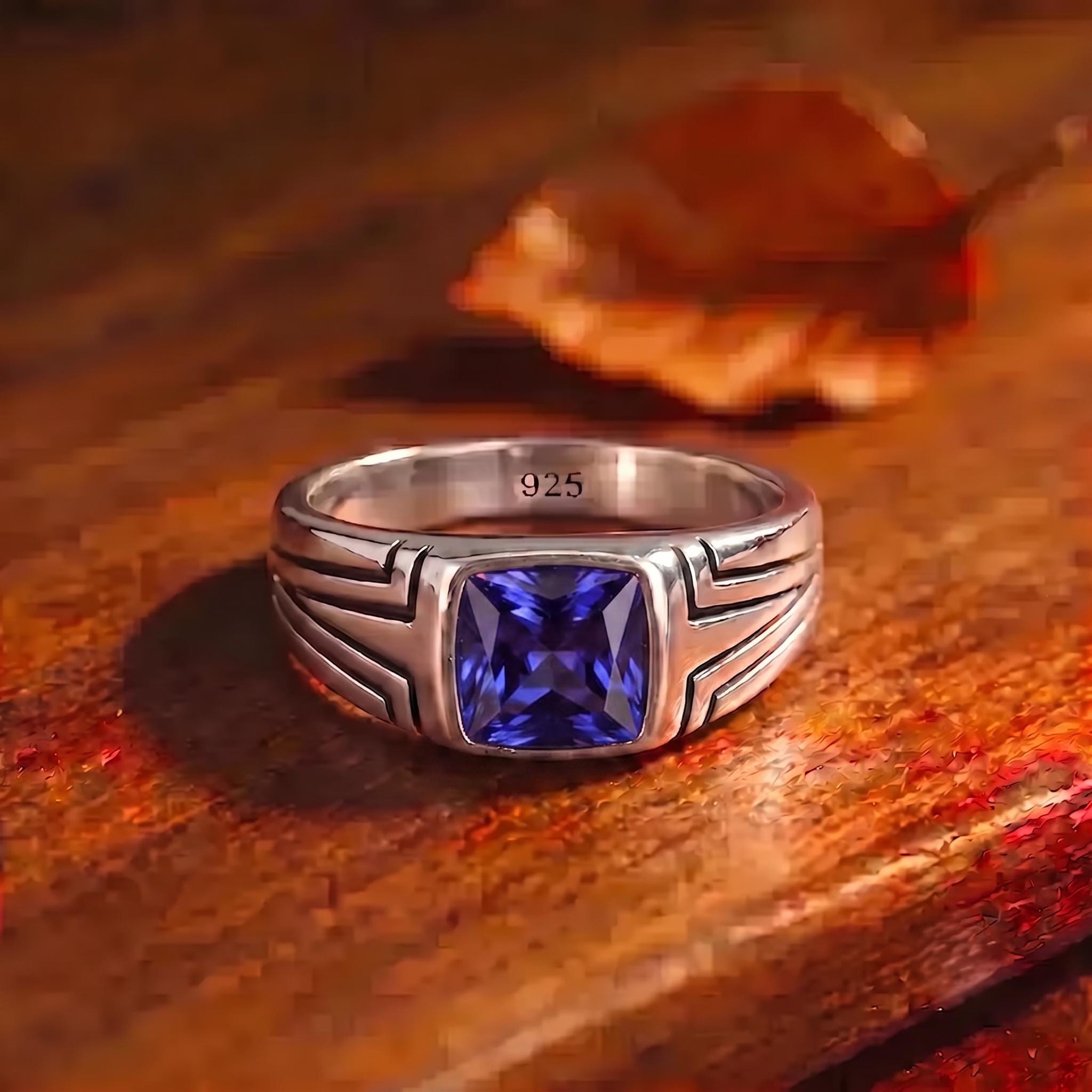 Men tanzanite ring - Etsy 日本
