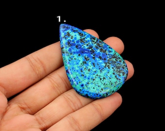 Azurite Malachite Cabochon: Pear Shape Gemstone for Jewelry Making (60x41 MM)