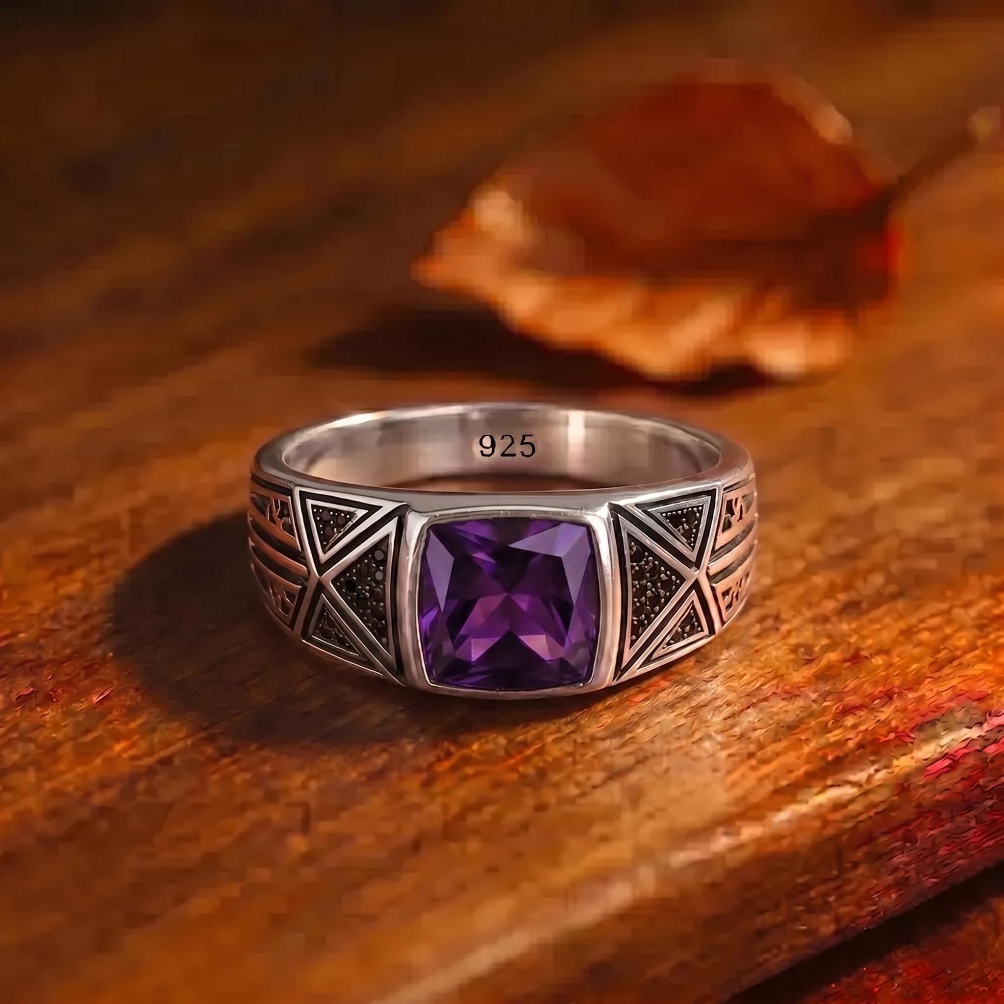 Amethyst signet ring silver - Etsy 日本