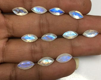 Rainbow Moonstone Marquise Gemstone: AAA Faceted Jewelry Stone