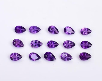 Natural African Amethyst Pear Gemstone: Faceted AAA Quality