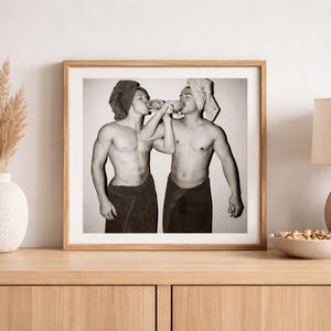 Heated Rivalry Drinking in Towel Poster |  Ilya Rozanov and Shane Hollander