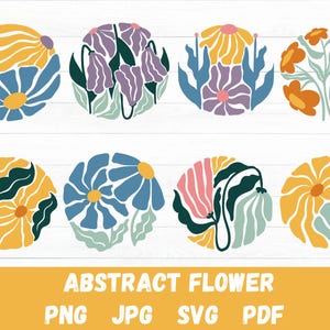 Abstract Flower Svg, Retro Flower Svg, Flower Clipart, Floral Svg, Boho Flower Svg, Daisy Flower Svg, Wall Art Svg, Flower Cut File, Cricut