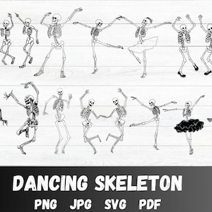 Scheletro danzante in formato SVG, scheletro in formato SVG, teschio in formato SVG, scheletro in formato PNG, divertente Halloween in formato SVG, spettrale in formato SVG, felice Halloween in formato SVG