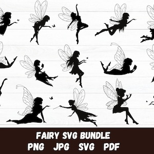 Fairy Silhouette Bundle SVG, Fairy Silhouette SVG, Fairy Clipart, Fairy Cricut, Fairy Vector, Fairies Svg, Digital Download, Fairy SVG