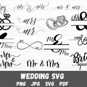 Mr and Mrs  SVG | Hand Lettered Mr Mrs Svg | Split Monogram | Wedding Svg | Wedding Cut File Wedding Decor | Groom Bride Svg Design Png