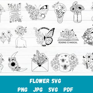 Flower Svg Png Bundle, Wildflower Svg Bundle, Floral Svg, Stay Wild Svg, Wild Flower Svg, Floral Frame Svg, Png, Shirt Svg Cut Files Cricut
