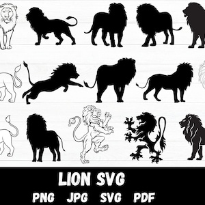Lion SVG Bundle, Lion Svg, Lion head svg, Lion Silhouettes, Lion png, Lion vector, Lion Clipart, Lion Cut File, Lion King svg, Mascot Shirt.