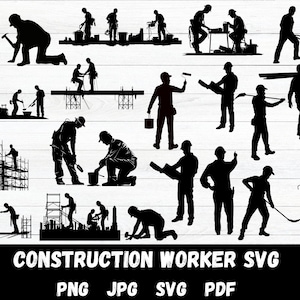 Construction Worker SVG Bundle, Construction SVG, Worker svg, Tradie Svg, Png, Files for Cricut, Silhouette, Trades Person Svg, Cricut