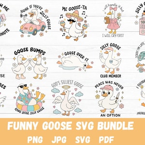 Funny Goose SVG PNG Bundle, Snarky Goose Retro Humor svg, Sassy Animal Silly Goose png, Funny Animal Meme Aesthetic svg, Trendy Sublimation