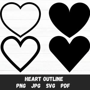 Heart Outline , Heart DIGITAL DOWNLOAD , svg png pdf jpg Instant Digital Download