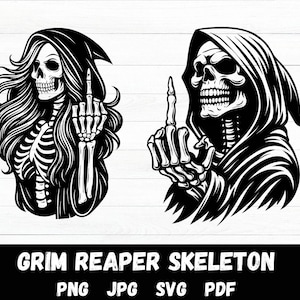Grim Reaper Skeleton Cut Files | Grim Reaper finger Skull Vector Silhouette, Cameo, Cricut SVG, PNG,  Instant Download Laser Ready