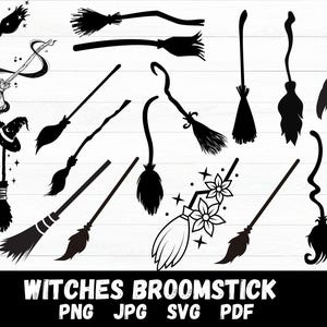 Witches Broomstick SVG Bundle, Broomstick SVG, Witchcraft svg, Halloween Svg, Png, Svg Files for Cricut, Silhouette, Witch SVG, Witches svg