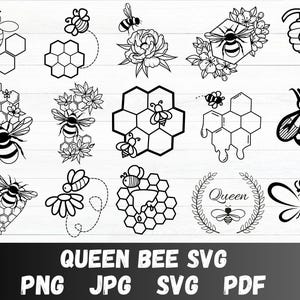 Bee SVG, Queen Bee Svg, Honey Svg, Bee logo, Bee Clipart, Bee with Honeycomb Svg, Bee File for Cricut, File For Cricut,  Png, Vector